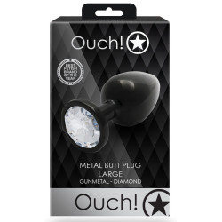 Ouch! Bijou anal Round Gem L 8 x 4cm Noir-Transparent